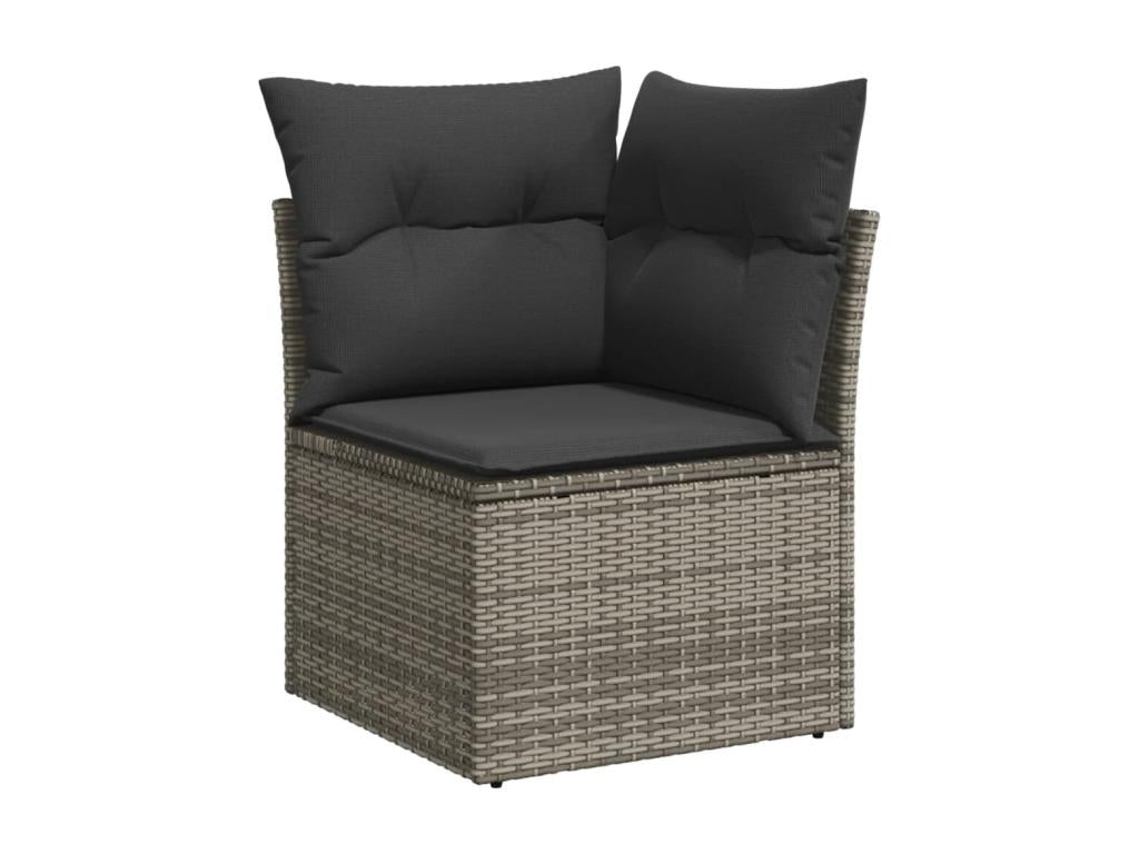 Salon de jardin 11 pcs avec coussins gris résine tressée LBFF72445
