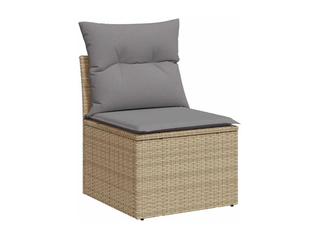 Salon de jardin avec coussins 7 pcs beige résine tressée OMCO37668