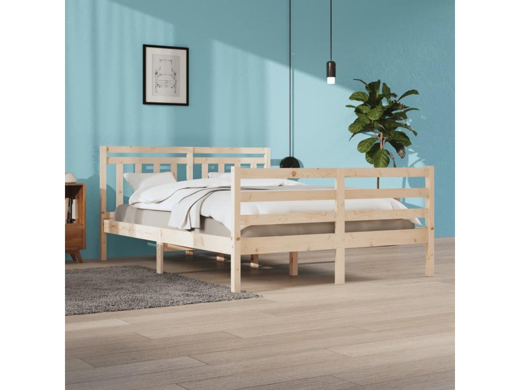 Cadre de lit sans matelas 160x200 cm bois massif NAQW47815