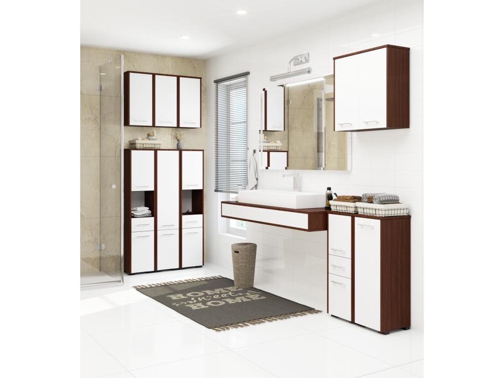 Meuble machine a laver 2 portes Marron Bl4 étagères 64x30x180 cm XXDT53856