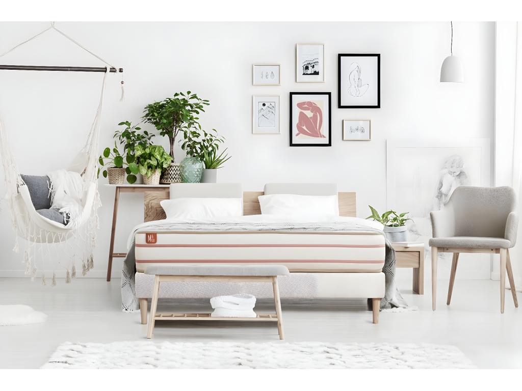 Ensemble LE DOUX 90x200cm Mémoire de forme 3 zones de confort - Ep- 24cm sommier Blanc VBTL47472