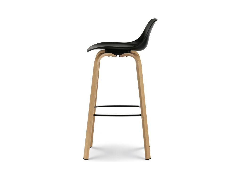 Tabouret de bar noir style scandinave avec pieds effet bois en métal - Hauteur 76cm ICWL56231