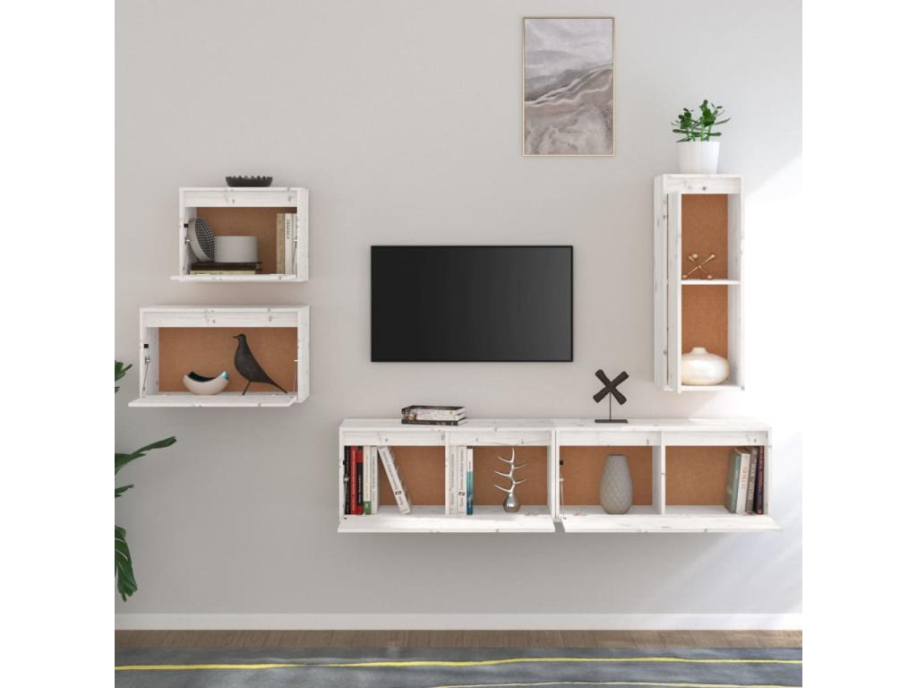 Meubles TV 5 pcs Blanc Bois massif de pin AYGX53369