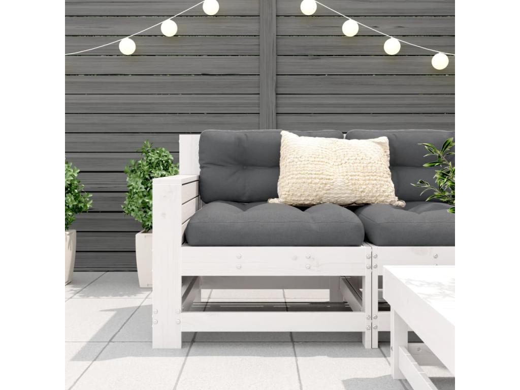 Canapé de jardin accoudoir blanc 69x62x70.5 bois pin massif DKMN93727