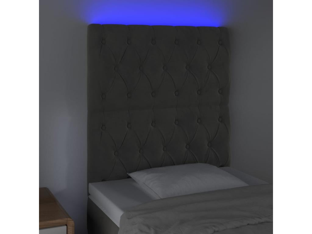 Tête de lit à LED Gris foncé 80x7x118/128 cm Velours GKGH12325