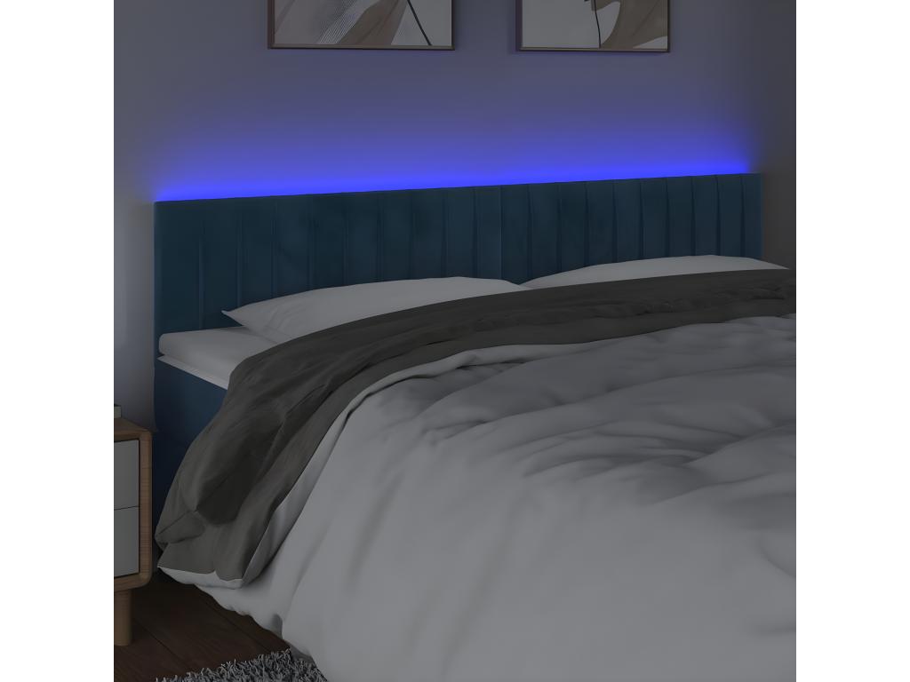 Tête de lit à LED Bleu foncé 200x5x78/88 cm Velours ENJF75830