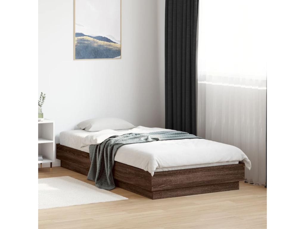 Cadre de lit sans matelas avec Boislisères LED 90x190 cm WZJH75356