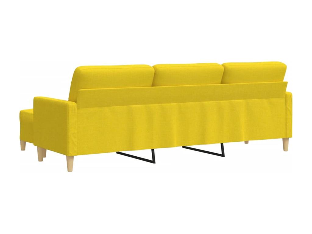 Canapé à 3 places avec repose-pieds Jaune clair 210 cm Tissu HTDB14710