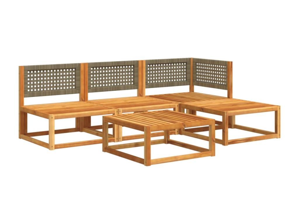 Salon de jardin avec coussins 5 pièces Bois d'Ventoriq solide YPNX47860