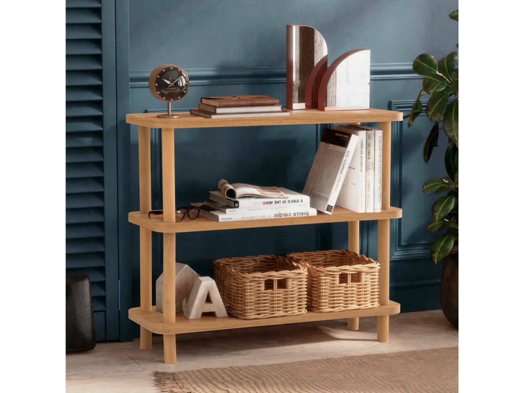 Bibliothèque Ventoriq Etagère de bureau Porte-livre mobile Librairie 80x28 h75 cm Chêne VDIG39290