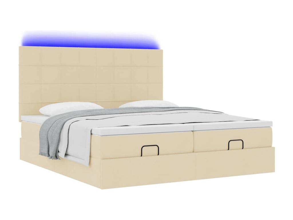 Cadre de lit ottoman avec matelas crème 180x200 cm tissu LZIT35043