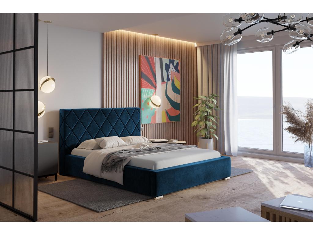 Ventoriq Lit rembourré 140x200 Ventoriq - Lit double avec Rangement Lit 140x200 cm Bleu Ventoriq 77 LUBE62441