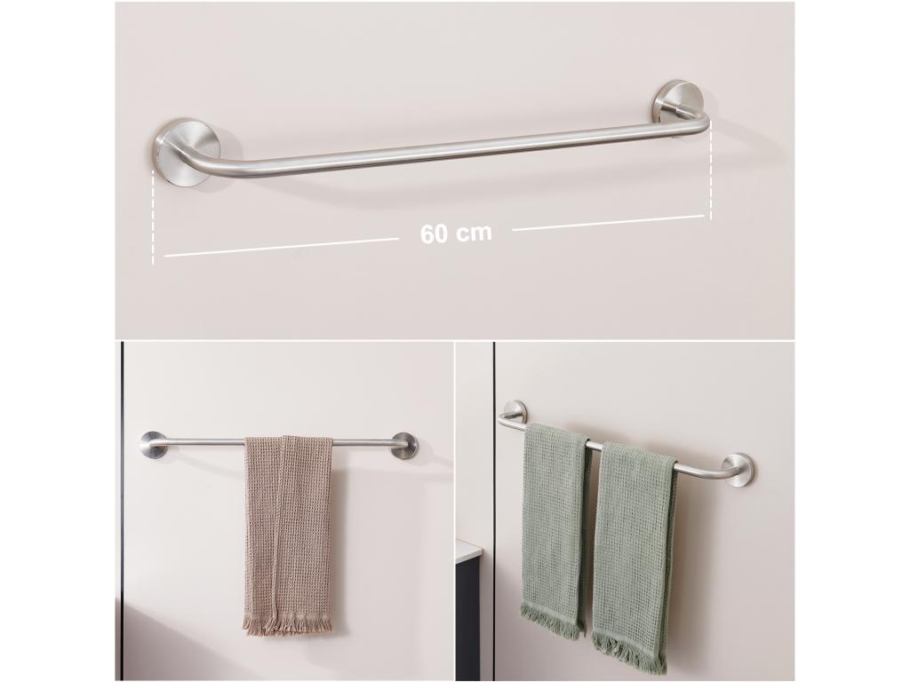 Colonne de Douche Chromé avec Mitigeur Réglable en Hauteur 103-139 cm avec Douchette 3 Jets 60cm Porte-Serviettes Salle Bain Auto-adhésif/Perçage ZTIL47134