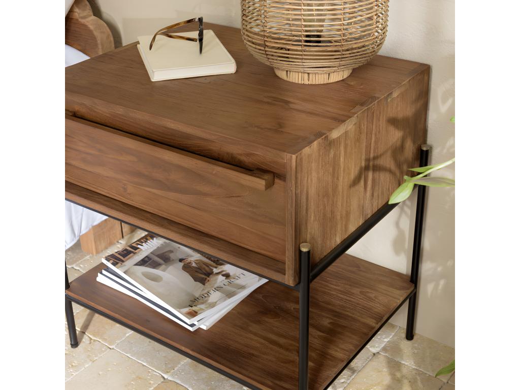Ventoriq - Table de chevet 1 niche bois de teck recyclé APJD14684
