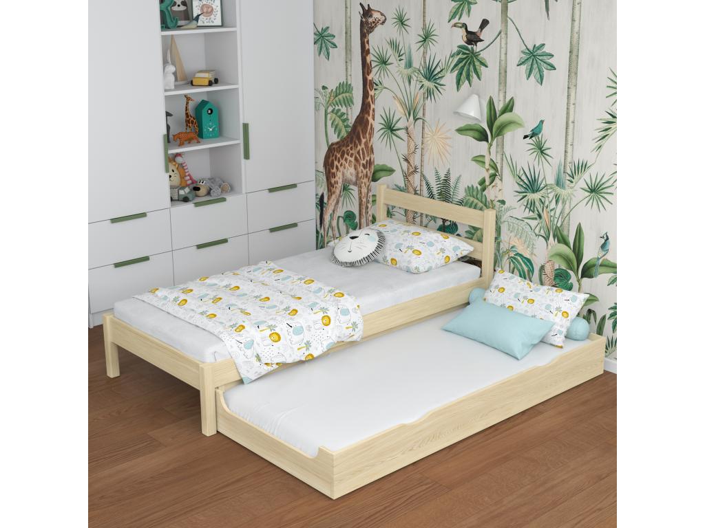 Lit gigogne en bois N01 Pin Clair 120x200 NUVX93008