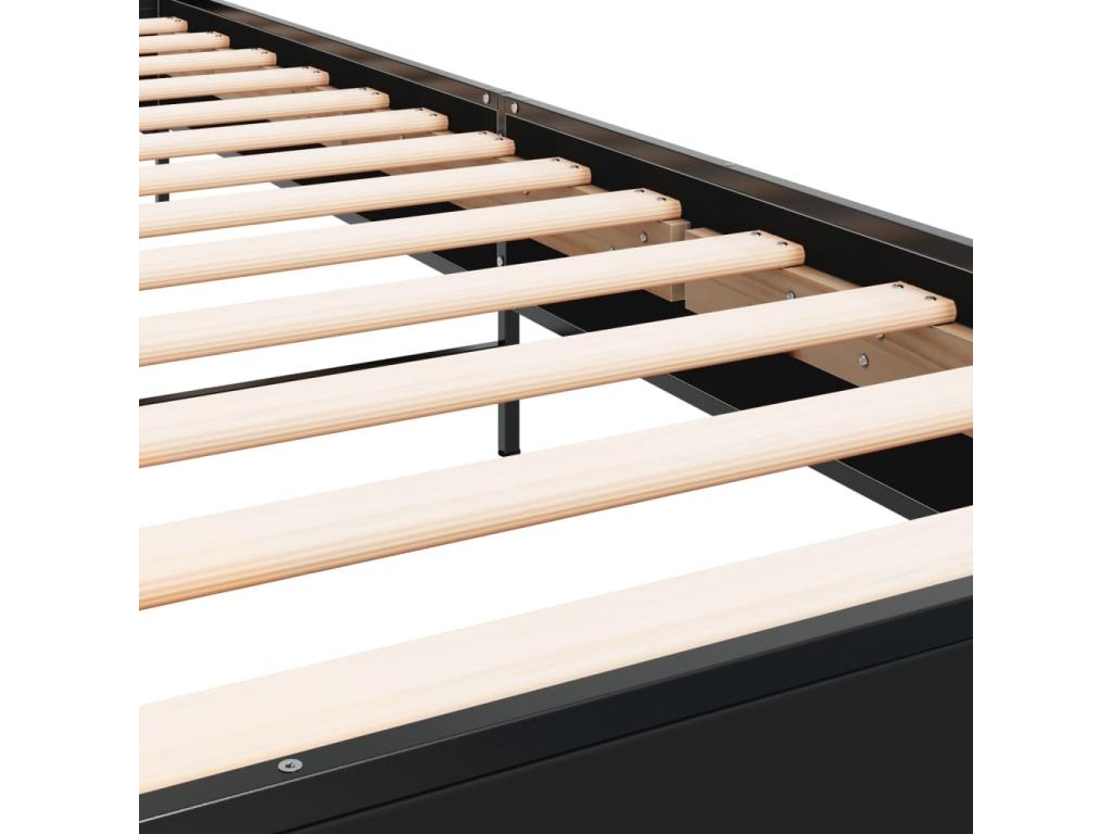 Cadre de lit noir 75x190 bois d'ingénierie et métal UEGY51615