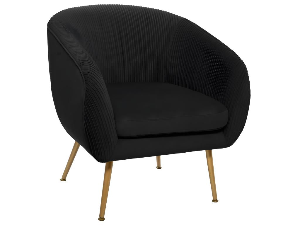 Fauteuil en Velours Noir Ventoriqé et pieds en métal doré JBXO83096