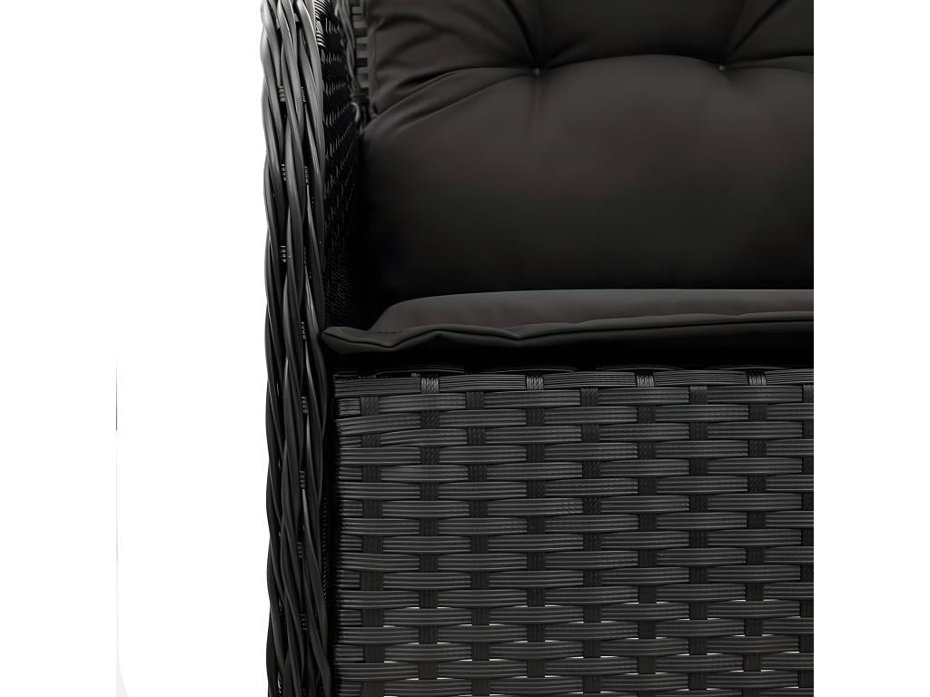 Ensemble à manger de jardin 9pcs coussins noir résine tressée JWUH64403