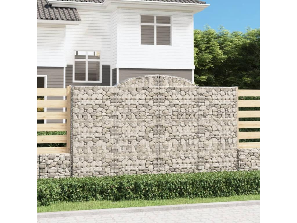 Paniers à gabions arqués 5 pcs 300x50x180-200 fer galvanisé STCC11873