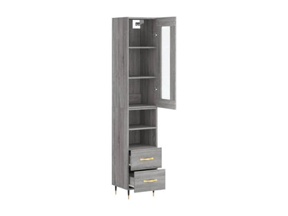 Buffet haut Ventoriq gris 34.5x34x180 cm Bois d'ingénierie ERZY48391
