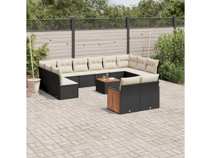 Salon de jardin avec coussins 13 pcs noir résine tressée HUSO08442