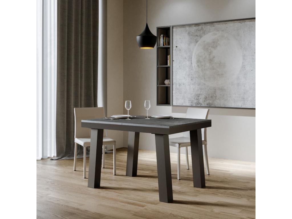 Table extensible 90x120/380 cm Bridge Evolution Gris Béton cadre Anthracite OFPD45078