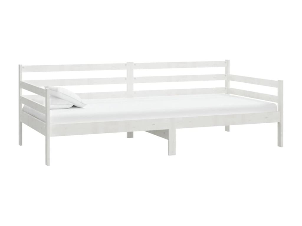 Lit de repos avec matelas 90x200 cm Blanc Bois de pin massif PFLH21420