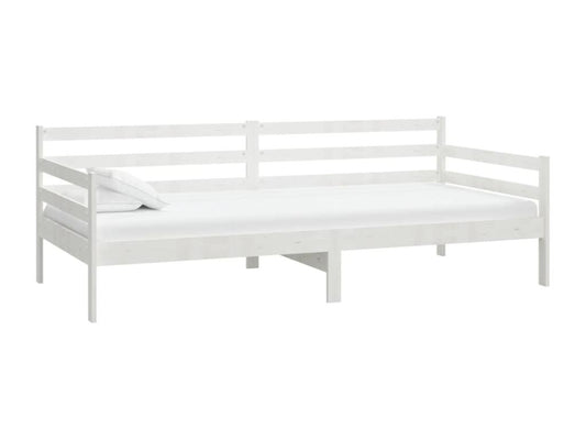 Lit de repos avec matelas 90x200 cm Blanc Bois de pin massif PFLH21420