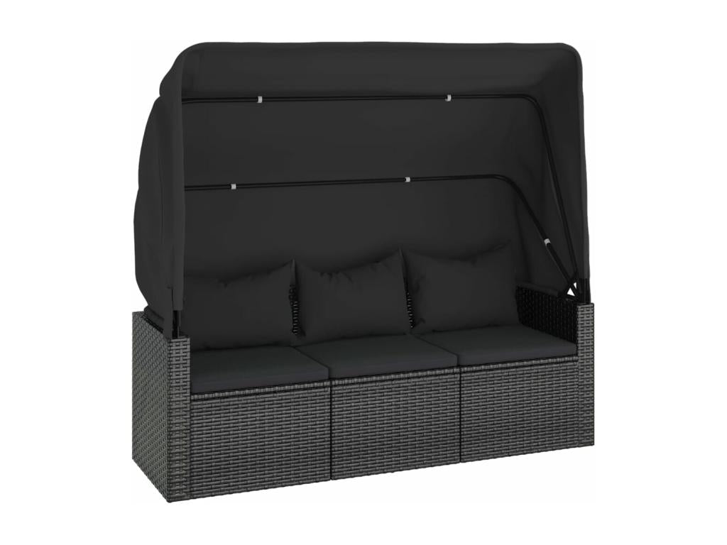 Ensemble de canapés de jardin 4 pièces et coussins noir poly rotin FUBU92977
