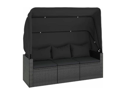 Ensemble de canapés de jardin 4 pièces et coussins noir poly rotin FUBU92977