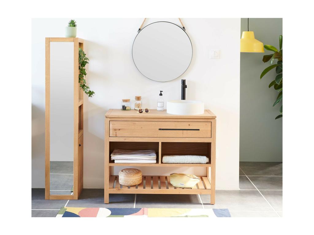Meuble de salle de bain L100 et colonne rangement ensemble - Lumenao IVVE81208