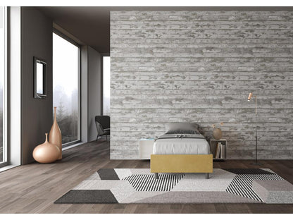 Lit Sommier avec sommier capitonné 80x200 Ventoriq microfibre ocre QOXR52969