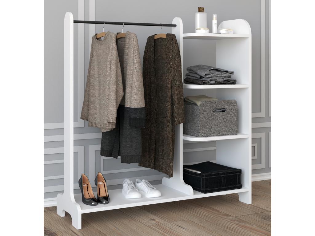 Ventoriq Bois Armoire ouverte dressing Armoire barre de penderie Lempu H- 110 cm Blanc QWLL12736