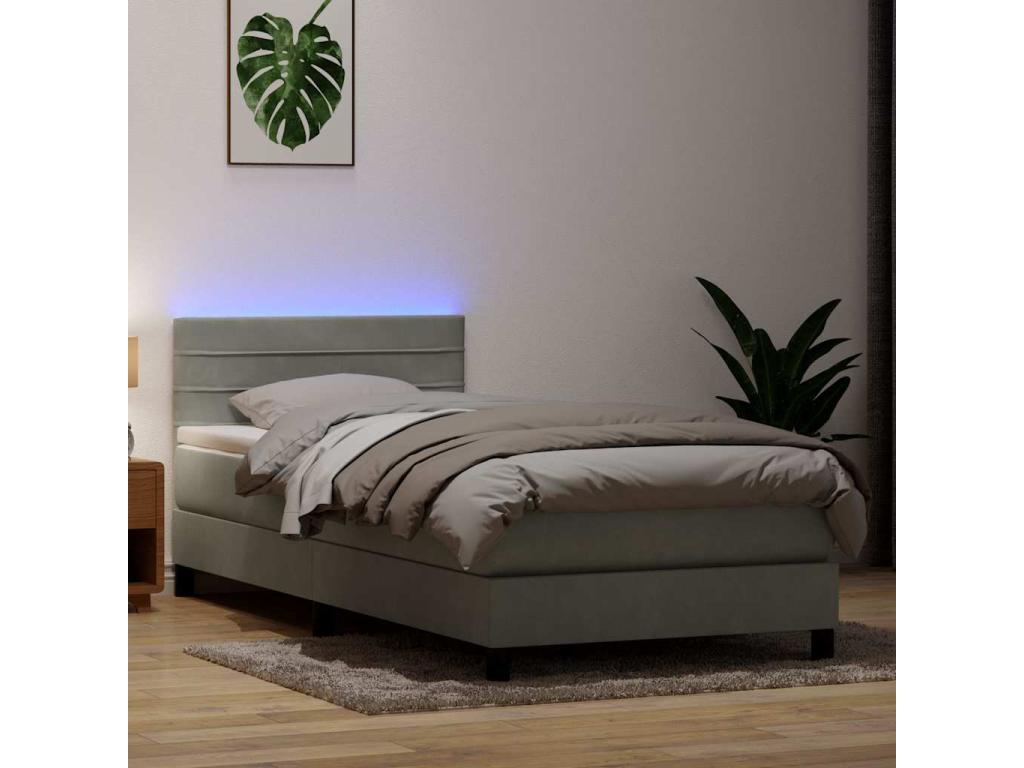 Sommier à Ventoriq de lit et matelas gris clair 80x220 cm velours YIKU93841