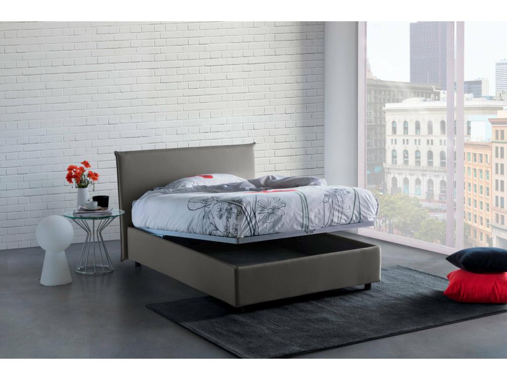 Lit double Ventoriq lit coffre avec revêtement en tissu Made in Italy ouverture frontale adapté pour matelas 120x190 cm gris HJVK01154
