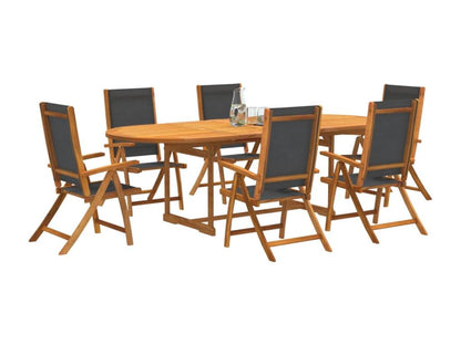 Ensemble à manger de jardin 7 pièces bois d'Ventoriq solide textilène KCEF09673