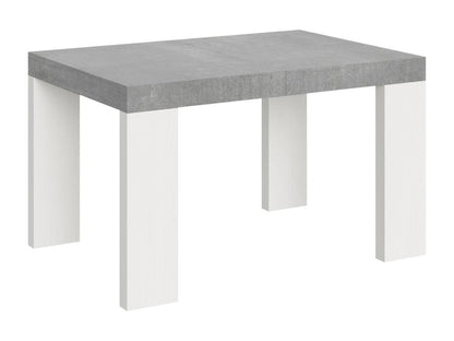 Table extensible 90x130/390 cm Roxell Mix dessus Gris Béton pieds Frêne Blanc IKHE55694