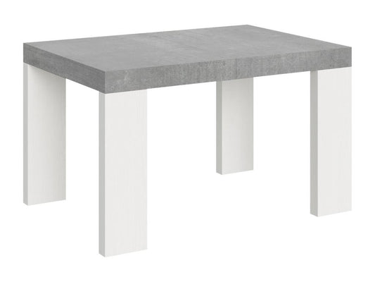 Table extensible 90x130/390 cm Roxell Mix dessus Gris Béton pieds Frêne Blanc IKHE55694