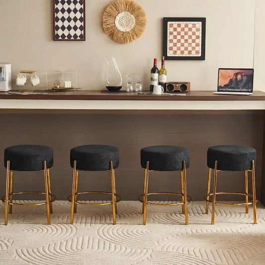 Black+Gold Modern 20 Barstools with Sturdy Hardware Support Legs (Set of 2)