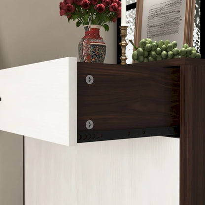 Shoe Cabinet, 4-Tier Shoe Rack Organizer with 1 Drawer, Freestanding Shoe Storage Cabinet with 2 Door & Adjustable Shelves