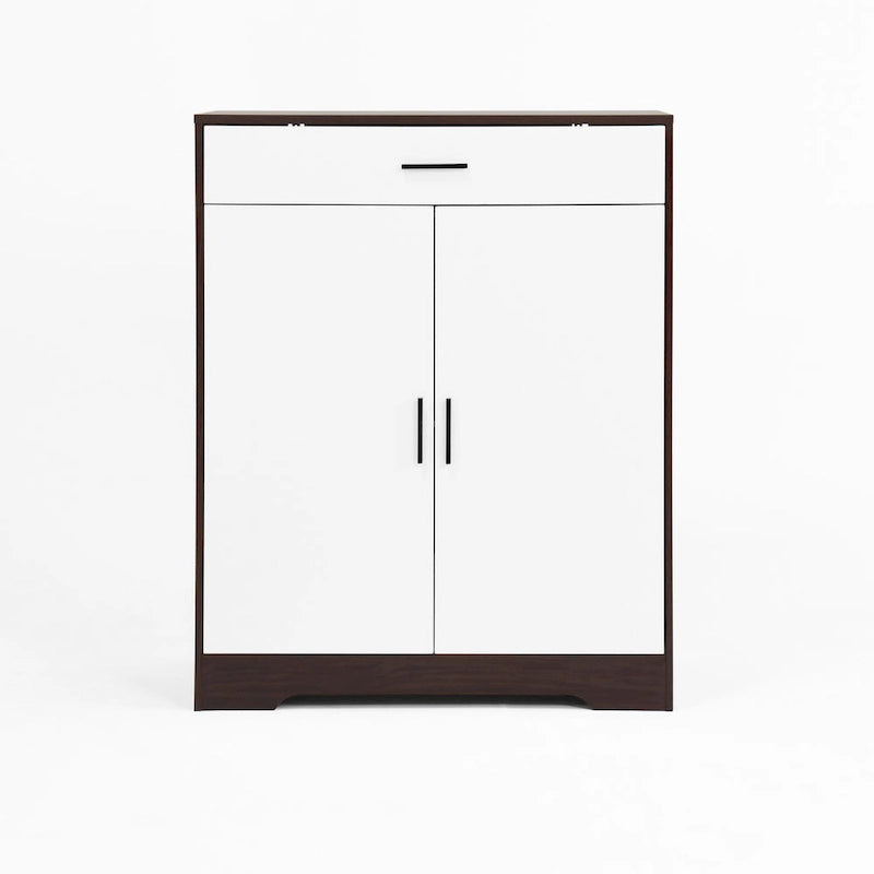 Shoe Cabinet, 4-Tier Shoe Rack Organizer with 1 Drawer, Freestanding Shoe Storage Cabinet with 2 Door & Adjustable Shelves