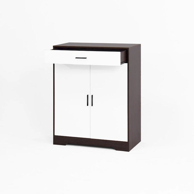 Shoe Cabinet, 4-Tier Shoe Rack Organizer with 1 Drawer, Freestanding Shoe Storage Cabinet with 2 Door & Adjustable Shelves