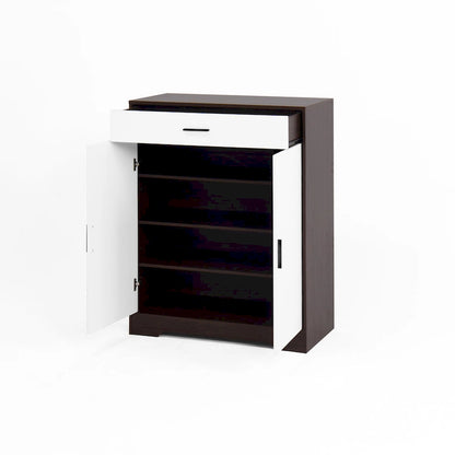 Shoe Cabinet, 4-Tier Shoe Rack Organizer with 1 Drawer, Freestanding Shoe Storage Cabinet with 2 Door & Adjustable Shelves