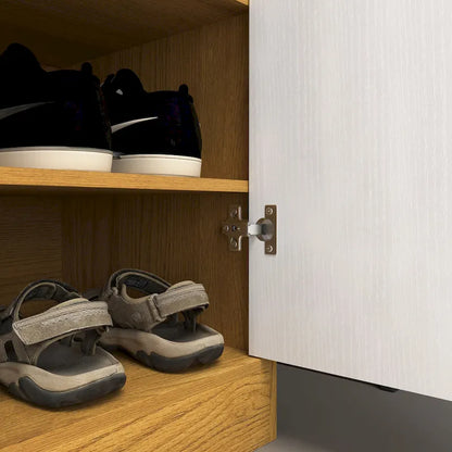 Shoe Cabinet, 4-Tier Shoe Rack Organizer with 1 Drawer, Freestanding Shoe Storage Cabinet with 2 Door & Adjustable Shelves