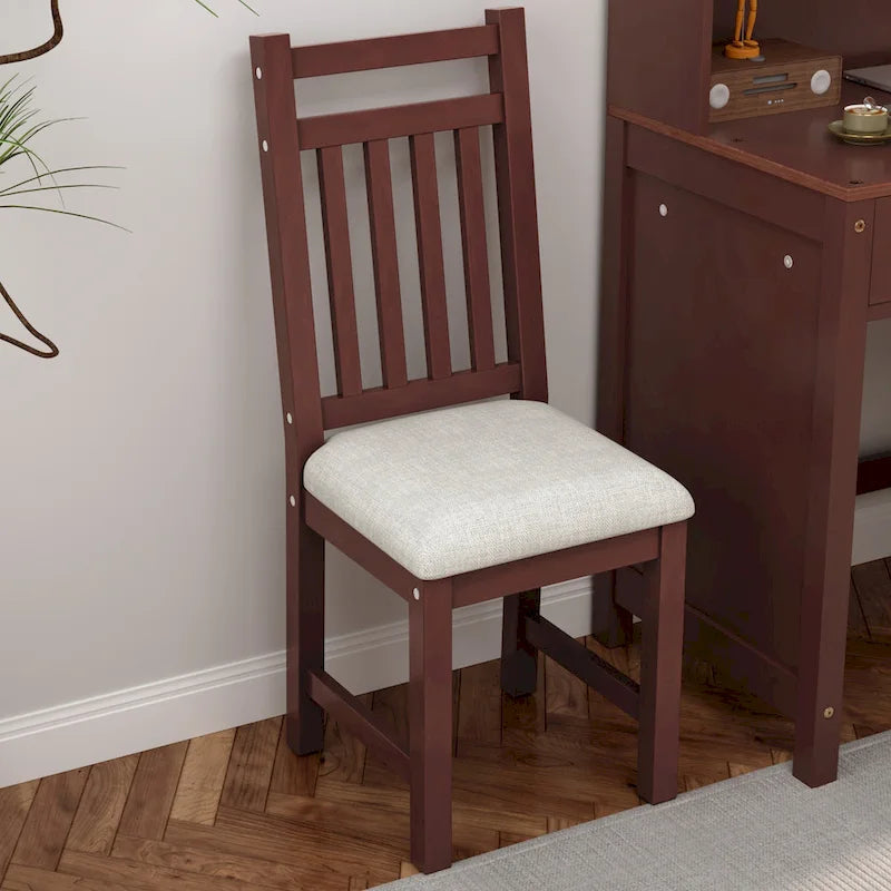 Computer Desk with Four Drawers, Storage Shelf, and Chair, Ideal for Office or Study in Bedroom or Living Room