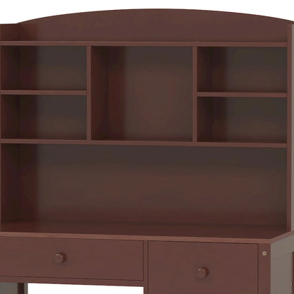 Computer Desk with Four Drawers, Storage Shelf, and Chair, Ideal for Office or Study in Bedroom or Living Room