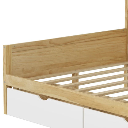 Wood Corner Storage Bed Multi-functional L-Shape Daybed with Desk