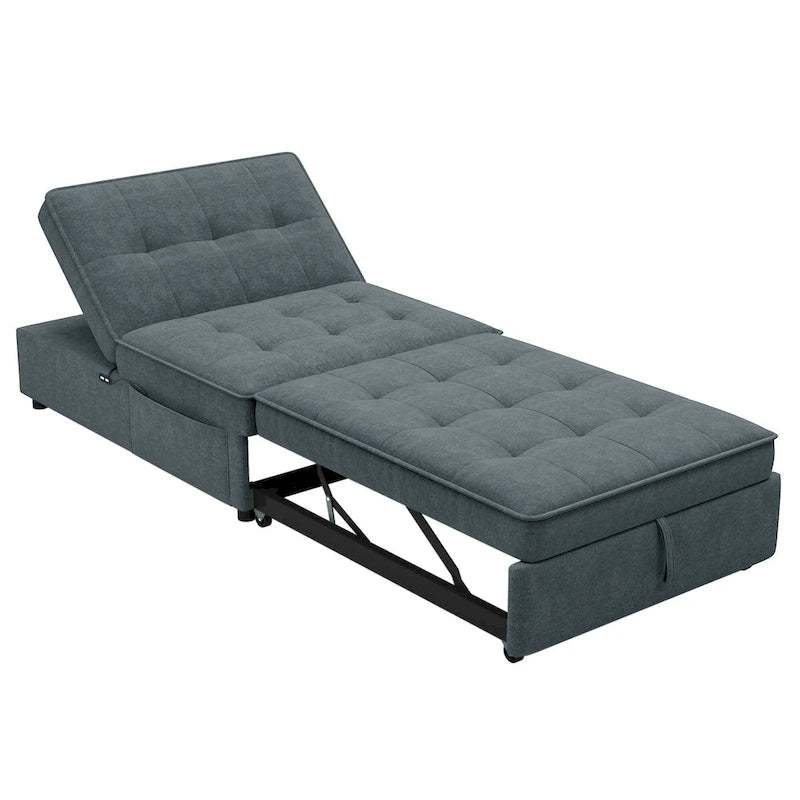 72.5 Linen 4-in-1 3-Seater Sleeper Sofa with 5-Level Adjustable Backrest And Storage Pocket