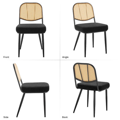 Upholstered Rattan Dining Chairs Side Chair Set of 2 - 33.86H x 18.9W x 22.83D