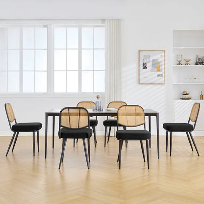 Upholstered Rattan Dining Chairs Side Chair Set of 2 - 33.86H x 18.9W x 22.83D